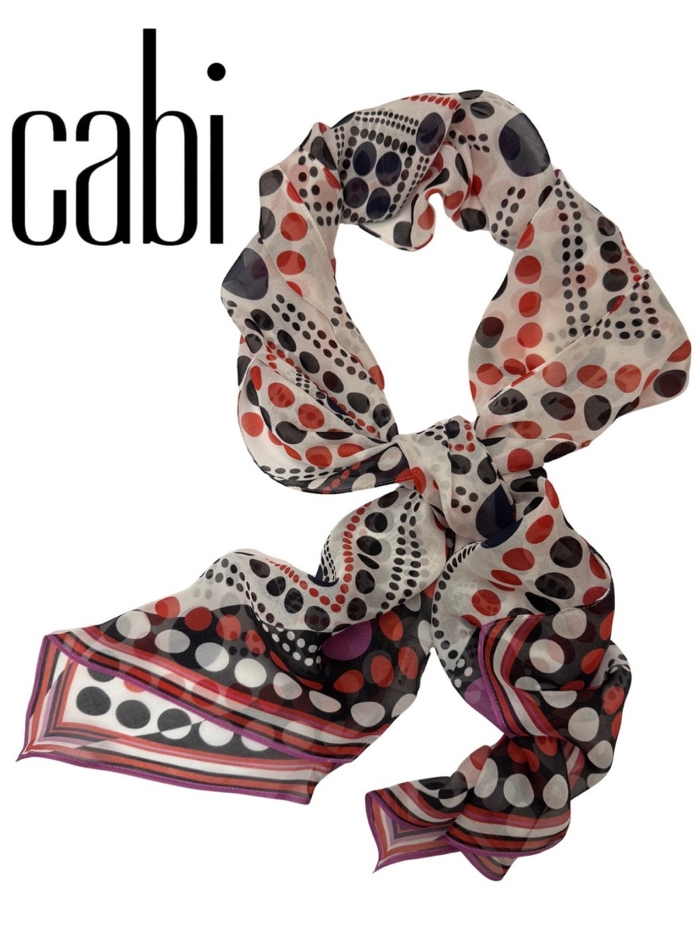 Cabi Shrimpton scarf style #5777 navy pink red mod print nwot